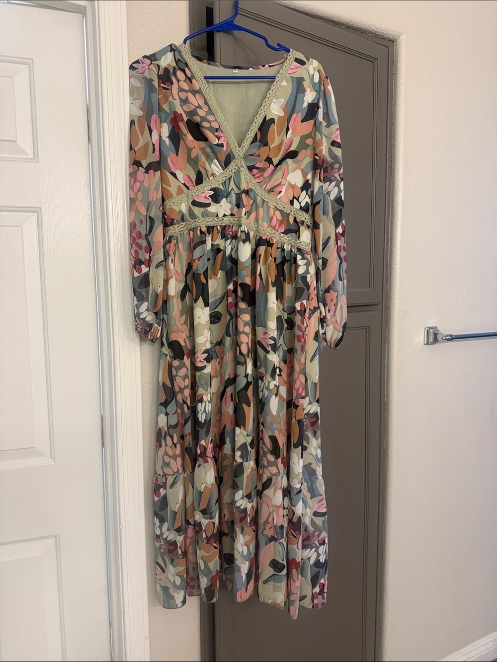 Floral Multi-Color V-Neck Wrap Midi Dress